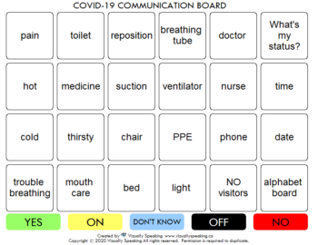 COVID-19 Communication Board 24 Grid B/W Borders Words Only