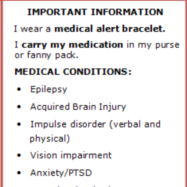 Emergency Medical Information Card