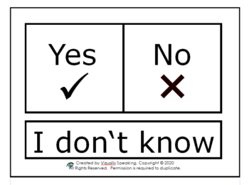 YES/NO/I don't know - Visual Aid - B & W  2 sizes included