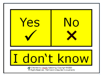 YES/NO/I don't know - Visual Aid - Visually Impaired  2 sizes included